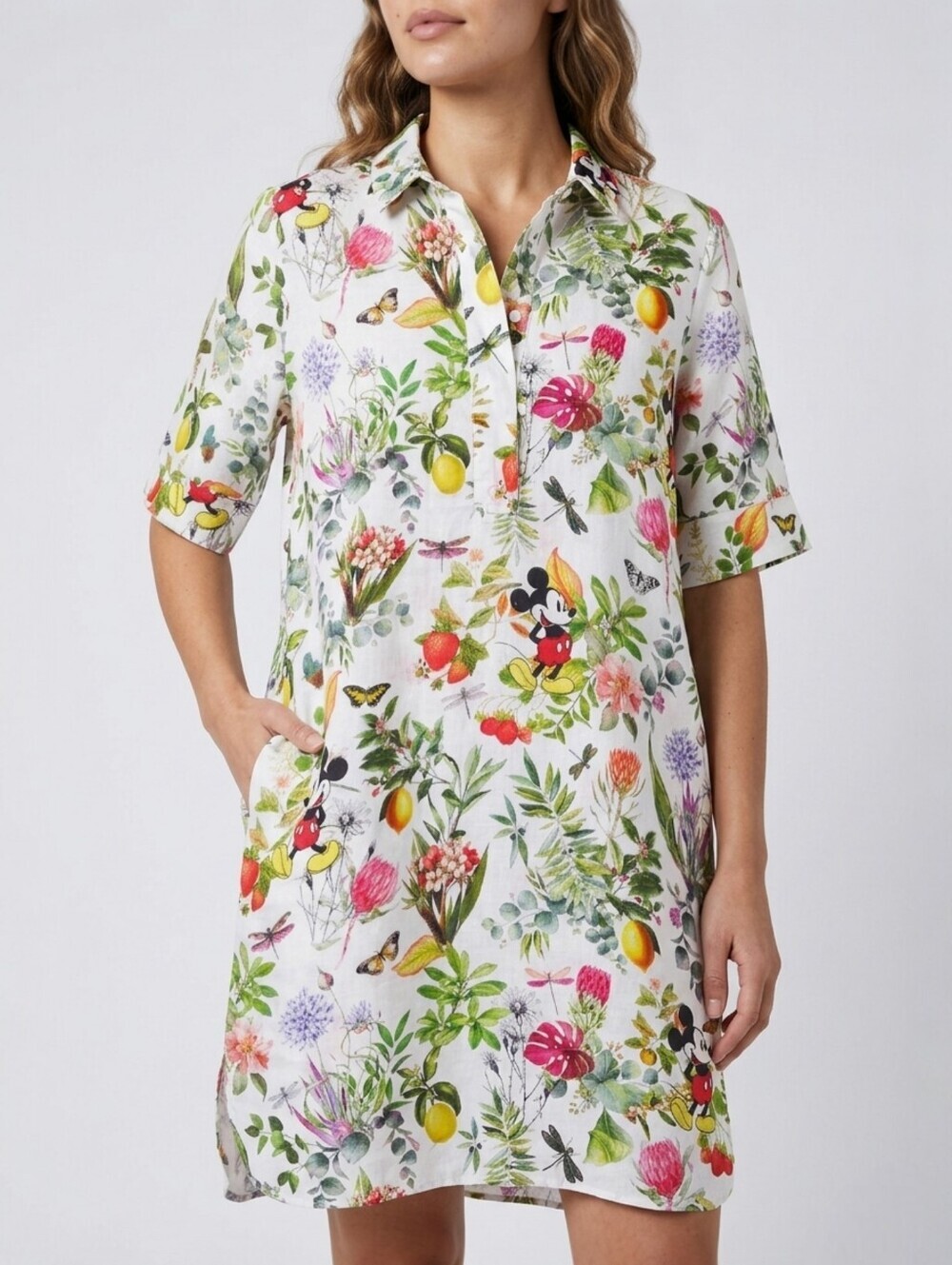 Princess Goes Hollywood Disney Botanical Linen Popover Dress Mickey Mouse EU 38